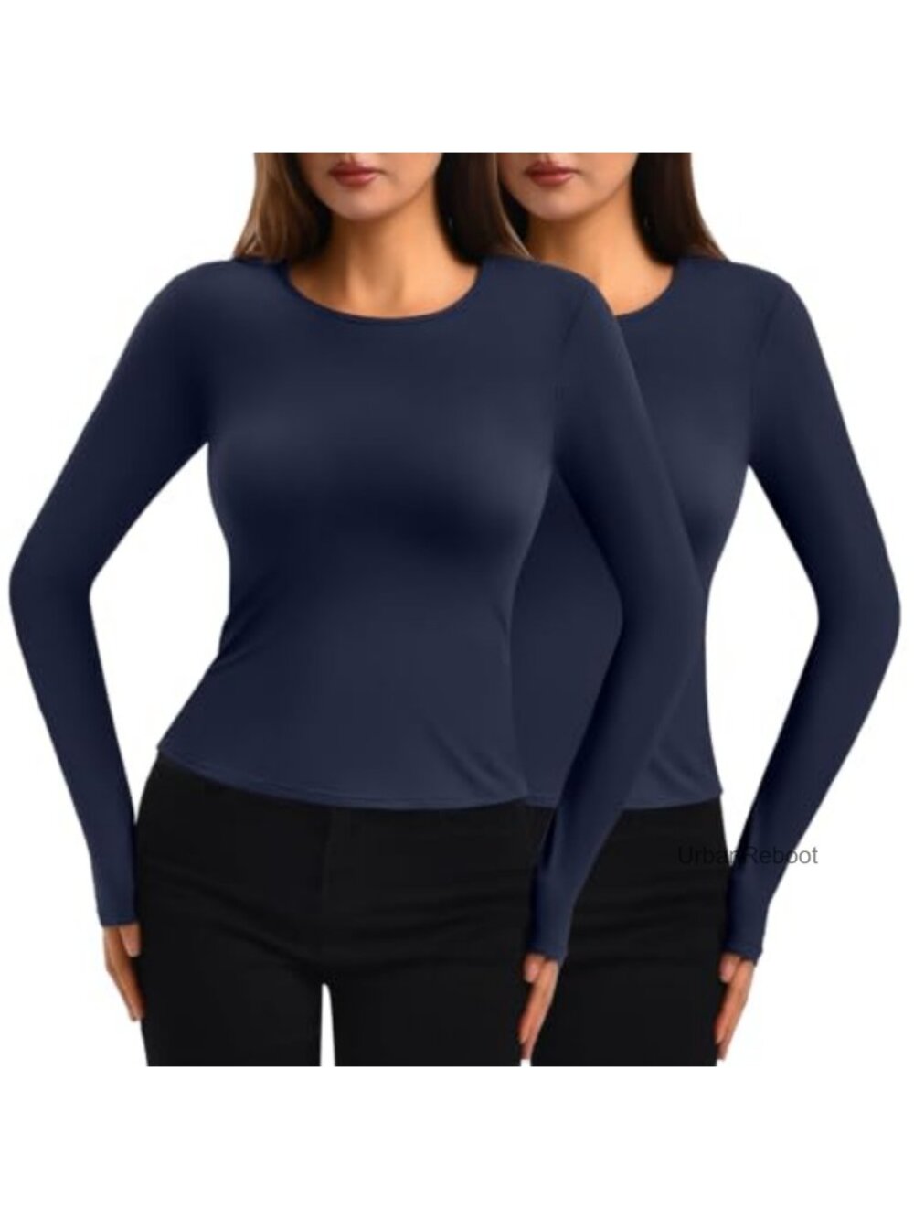 Long Sleeve Crew Neck Slim Fit T-Shirt Top Lightweight Layering Tee
